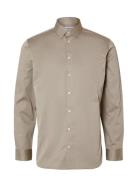 Slhslimethan Shirt Ls Classic Noos Tops Shirts Business Beige Selected...