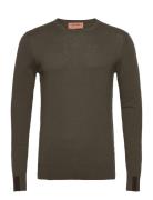 Adam Supima O-Neck Knit Tops Knitwear Round Necks Khaki Green Mos Mosh...