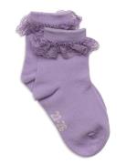 Ankle Sock W. Lace Sockor Strumpor Purple Minymo