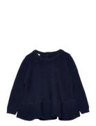 Knitted Pullover W. Frill Tops Knitwear Pullovers Navy Copenhagen Colo...
