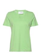 Slfessential Ss V-Neck Tee Tops T-shirts & Tops Short-sleeved Green Se...