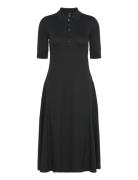 Cotton-Blend Polo Dress Knälång Klänning Black Lauren Ralph Lauren