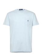 Polo Ralph Lauren Classic Fit Cotton-Linen Pocket T-Shirt Blå