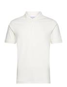 Smooth Cotton Slim Polo Tops Polos Short-sleeved White Calvin Klein