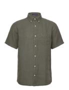 GANT Reg Ut Gmnt Dyed Linen Ss Shirt Khaki Green