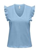 Onlmay S/S Frill V-Neck Top Box Jrs Tops T-shirts & Tops Short-sleeved...