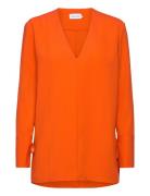 Structure Twill Ls Tunic Top Tops Tunics Orange Calvin Klein