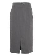 Sibylle Skirt Knälång Kjol Grey A-View