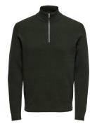 ONLY & SONS Onsphil Reg 12 Struc Half Zip Knit Noos Khaki Green