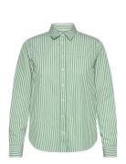 Reg Poplin Striped Shirt Tops Shirts Long-sleeved Green GANT