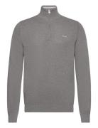 Cotton Pique Halfzip Tops Knitwear Half Zip Jumpers Grey GANT