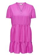 ONLY Carmakoma Cartiri-Caro S/S V-Neck Lin Dress Tlr Rosa