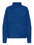 Funnel Neck Knit Sweater Tops Knitwear Turtleneck Blue Gina Tricot