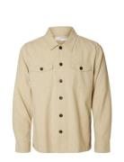 Slhbrody-Linen Overshirt Ls Tops Overshirts Beige Selected Homme