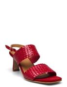 Sandals - Block Heels Sandal Med Klack Red ANGULUS