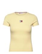 Tjw Slim Badge Rib Tee Tops T-shirts & Tops Short-sleeved Yellow Tommy...