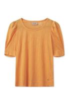 Mmchrissie Burn-Out Tee Tops Blouses Short-sleeved Orange MOS MOSH