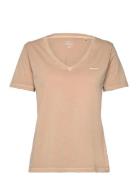 Reg Sunfaded Ss V-Neck T-Shirt Tops T-shirts & Tops Short-sleeved Beig...