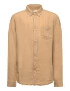 Reg. Linen Ls Bd Shirt Tops Shirts Long-sleeved Shirts Beige GANT