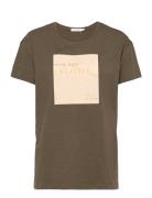 Over T-Shirt W. Flock Print Tops T-shirts & Tops Short-sleeved Green C...