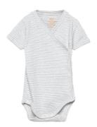 Copenhagen Colors Baby Striped Wrap Body W. Short Sleeve Blå