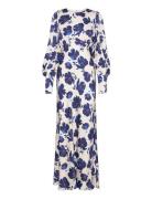 Alize Long Sleeved Satin Maxi Dress Designers Maxi Dress Blue Malina
