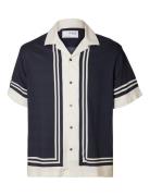 Slhrelax-Bandana Shirt Ss Resort Tops Shirts Short-sleeved Navy Select...