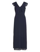 Vila Vifalia V-Neck Long Dress - Noos Marinblå