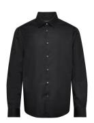 Slim Fit Stretch Cotton Shirt Tops Shirts Casual Black Mango