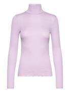 Silk T-Shirt W/ Roller Neck Tops Knitwear Turtleneck Purple Rosemunde