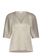 D6Raquel Pleated Top Tops Blouses Short-sleeved Grey Dante6
