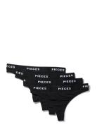 Pclogo Lady Thong 4 Pack Noos Bc Stringtrosa Underkläder Black Pieces