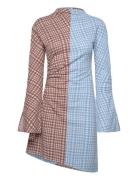 Sgfeline, 2118 Checkered Jersey Kort Klänning Blue STINE GOYA