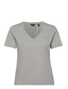Original V-Neck Ss T-Shirt Tops T-shirts & Tops Short-sleeved Grey GAN...