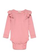Body L/S Modal Frill Bodies Long-sleeved Pink Petit Piao