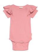 Petit Piao Body S/S Modal Frill Rosa