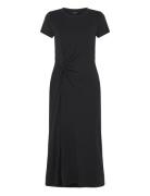 Jersey Twist-Front Midi Dress Knälång Klänning Black Lauren Ralph Laur...