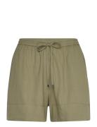 Mango Fluid Shorts With Drawstring Khaki Green