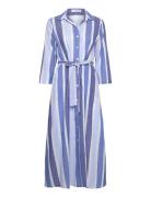 Belted Striped Shirt Dress Knälång Klänning Blue Mango