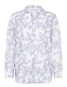 Flower Embroidered Shirt Tops Shirts Long-sleeved Blue Mango