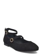 Evelyn Suede Black Leather Ballet Flats Ballerinaskor Ballerinas Black...