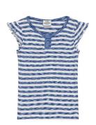 Mads Nørgaard 2X2 Cotton Stripe Cinne Tee Blå