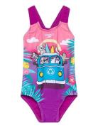 Girls Digital Printed Swimsuit Baddräkt Badkläder Pink Speedo