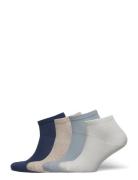 Sock High Ankle 4 P Solid Colo Lingerie Socks Footies-ankle Socks Blue...