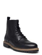 Troy Combat Boot Snörade Stövlar Black Les Deux