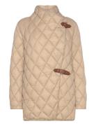 Buckle-Trim Diamond-Quilted Down Coat Kviltad Jacka Beige Lauren Ralph...