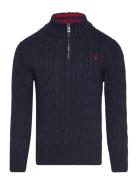 Ralph Lauren Kids Cable-Knit Cotton Quarter-Zip Sweater Marinblå