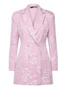 ROTATE Birger Christensen Jacquard Blazer Dress Rosa