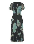 ROTATE Birger Christensen Chiffon Flowy Maxi Dress Svart