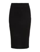 Viril Pencil Hw Knit Skirt - Noos Knälång Kjol Black Vila